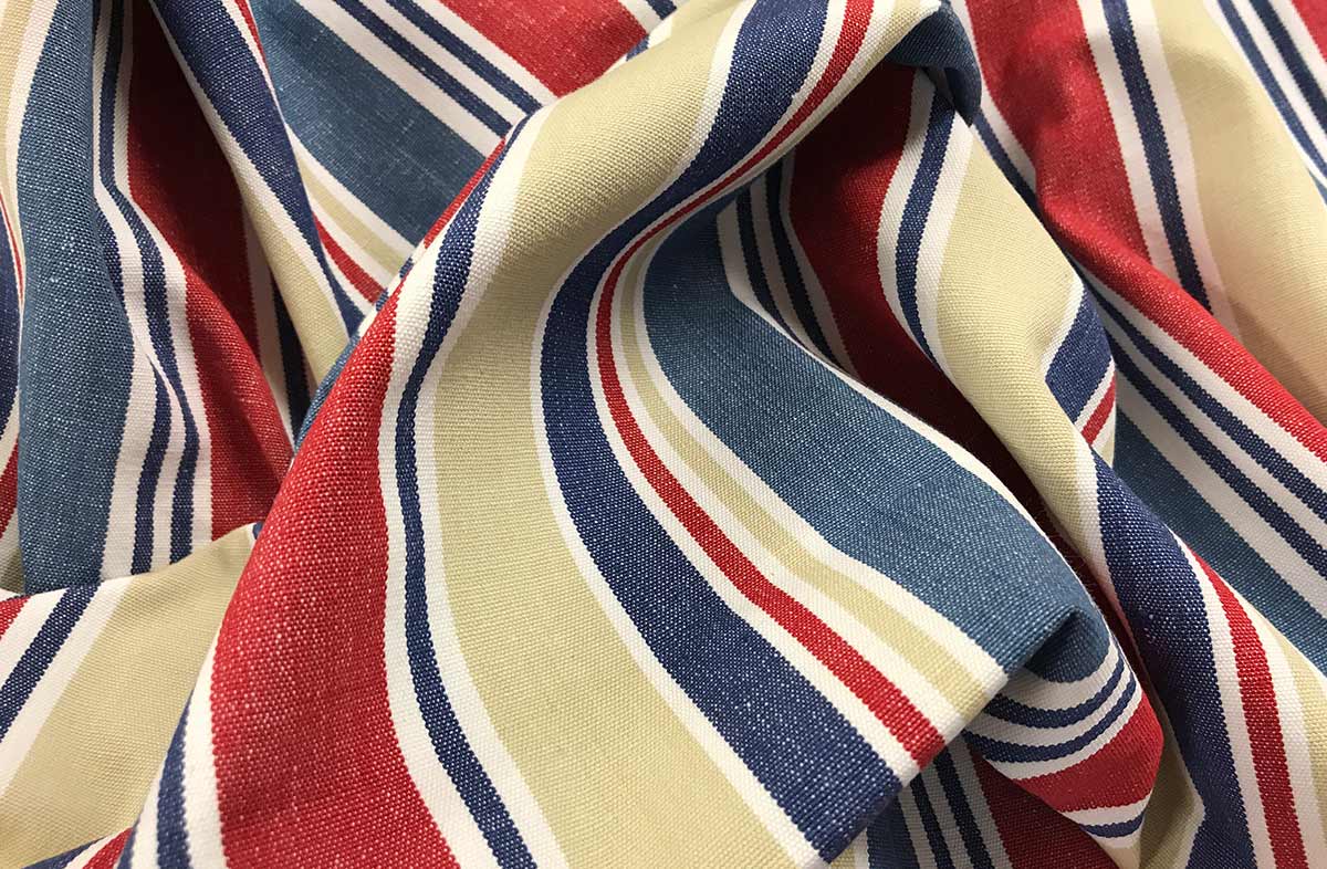 striped pompom cushions Ludo Interior Striped Fabric 158 cm