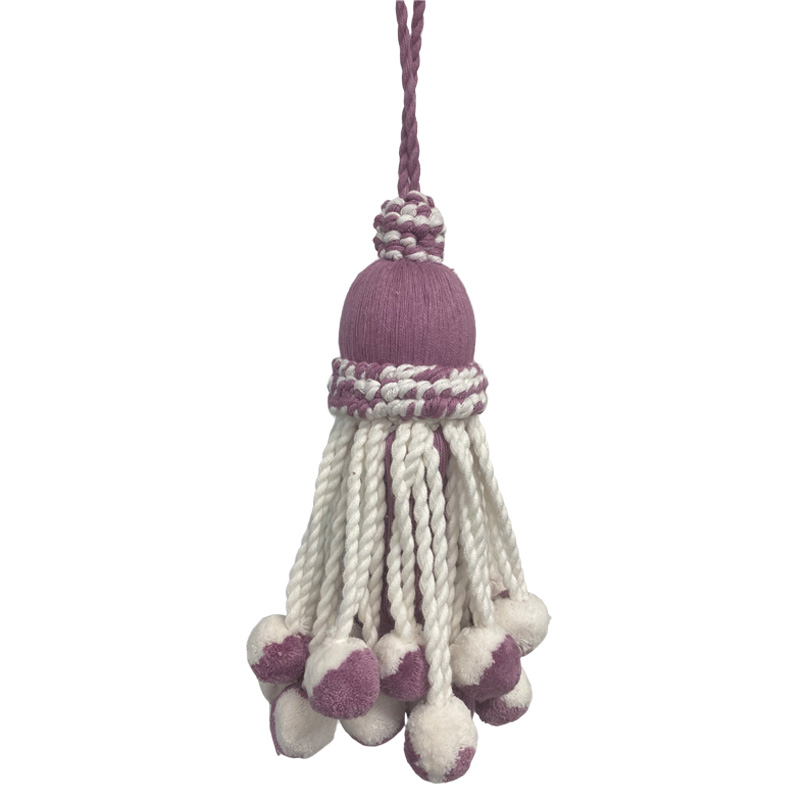 Very Big Lilac Tassels with lilac and white pompoms