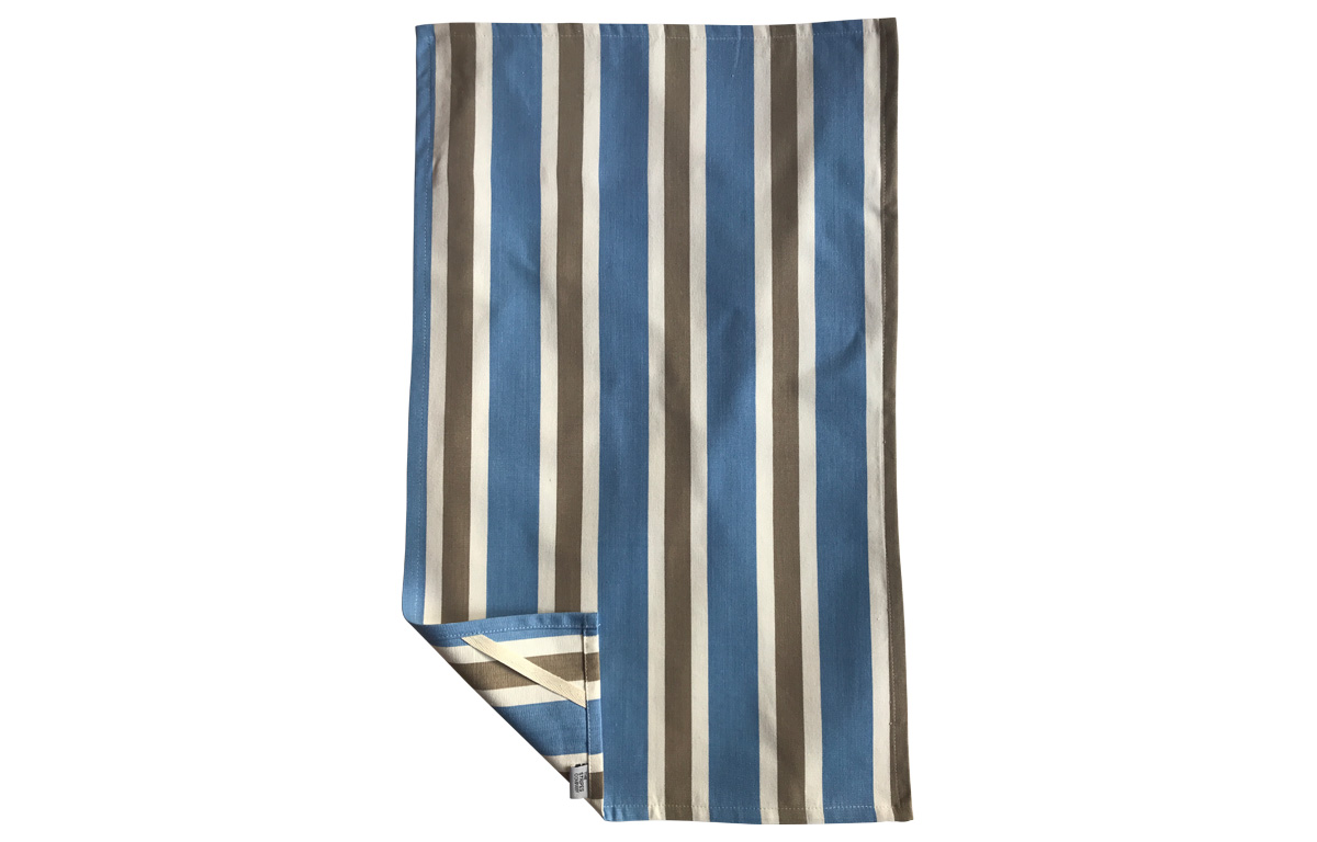 Sky blue, beige and white stripe tea towels