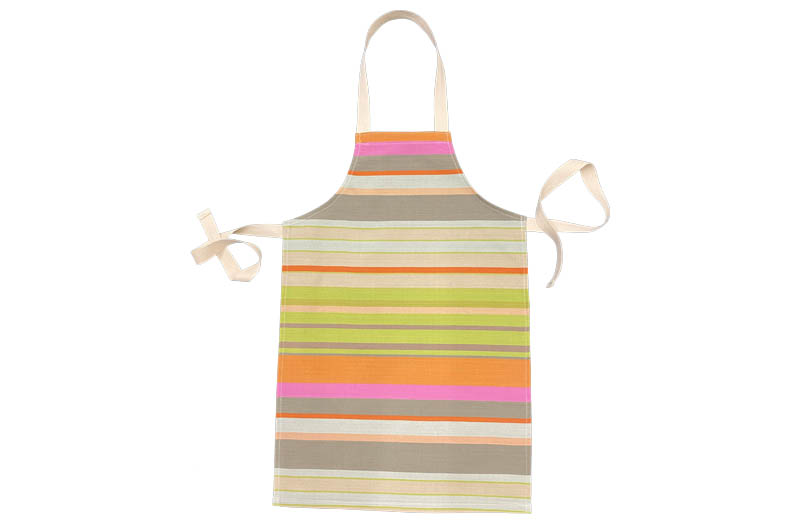 Stone, Pale Green, Terracotta Striped Childrens Aprons