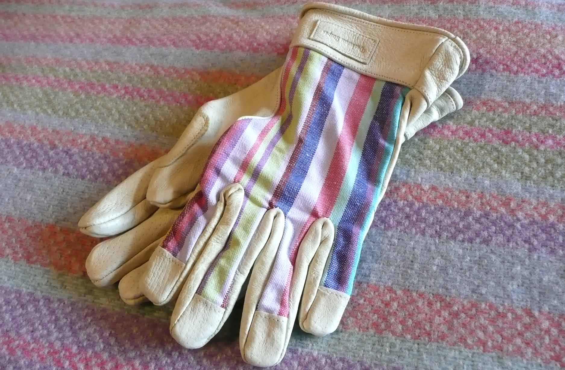 Ladies Striped Garden Gloves Small