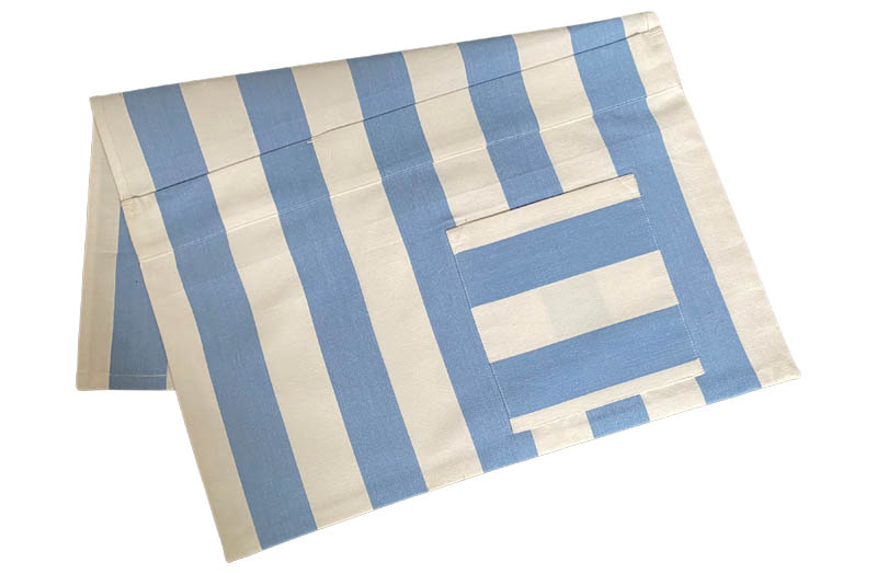Sky Blue And White Stripe Bed Storage Pockets - Bedside Storage Organizer