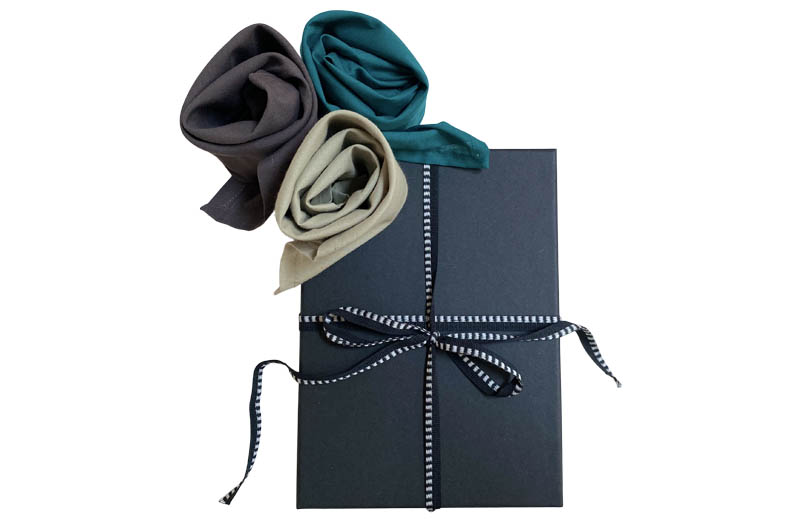 Dark Teal, Cocoa, Desert Khaki Set Of Three Gents Handkerchiefs - Finest Cotton