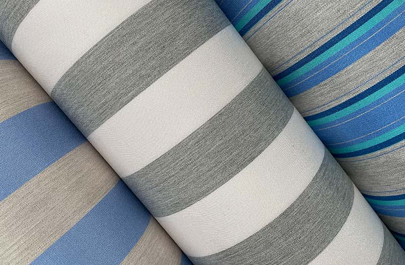 Grey White Stripe Outdoor Fabrics - Agora Lines Piedra Solution Dyed Acrylic Fabric