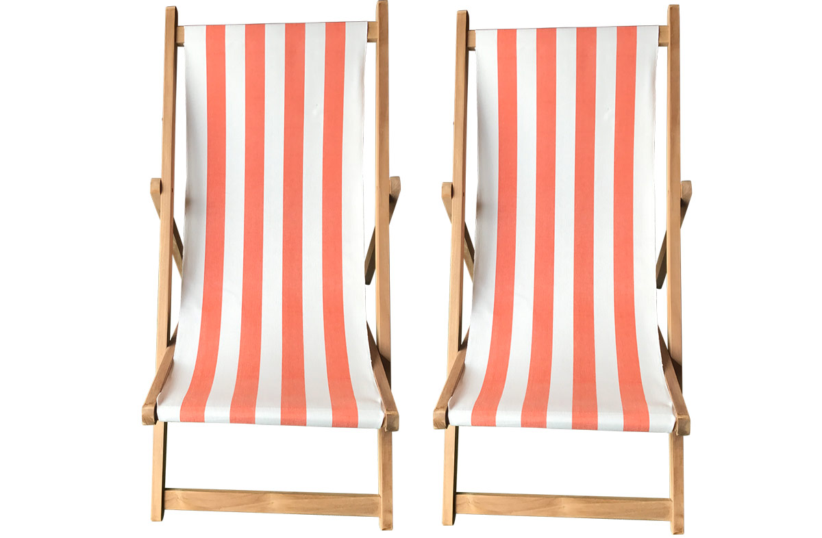 Buy a Pair of Orange & White Stripe Deck Chairs from The Stripes Company