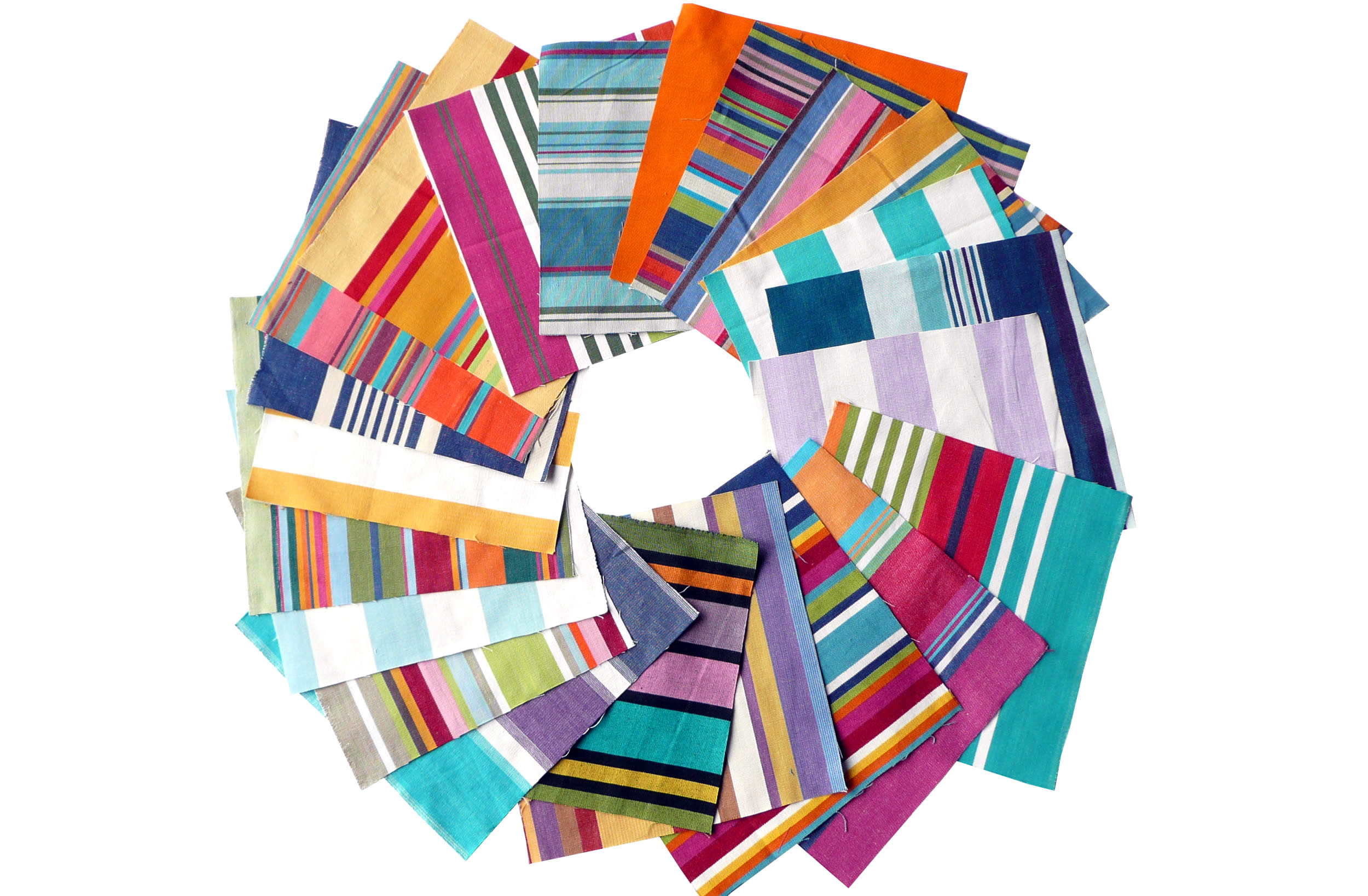 Bumper Pack of Striped Cotton Fabric Squares for Patchwork