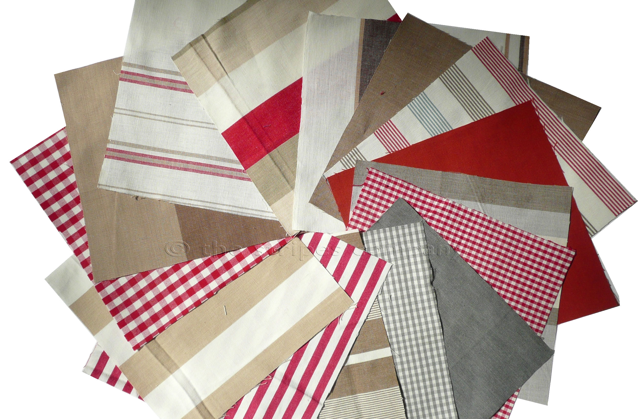 Red Patchwork Fabric Squares | Quilting Fabric Squares Red Beige Stripes
