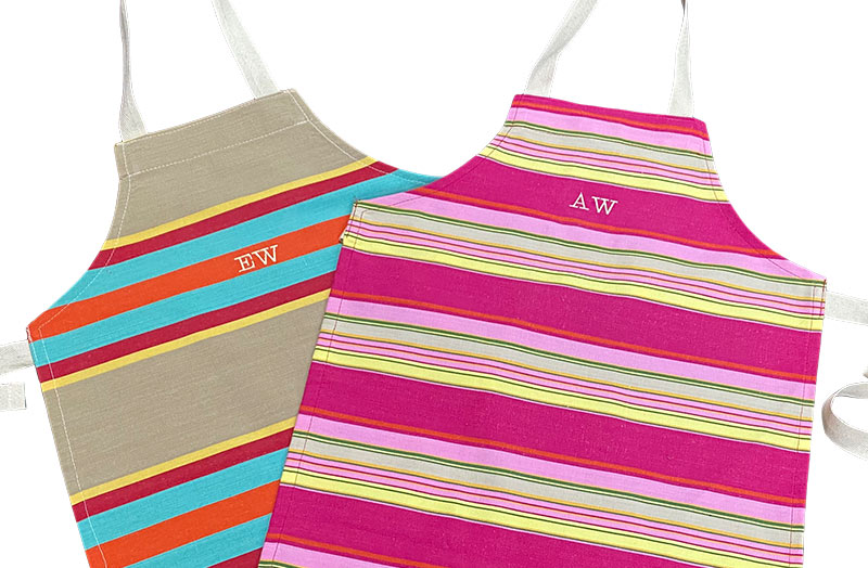 Striped Childrens Aprons Add Personalisation Per Initial