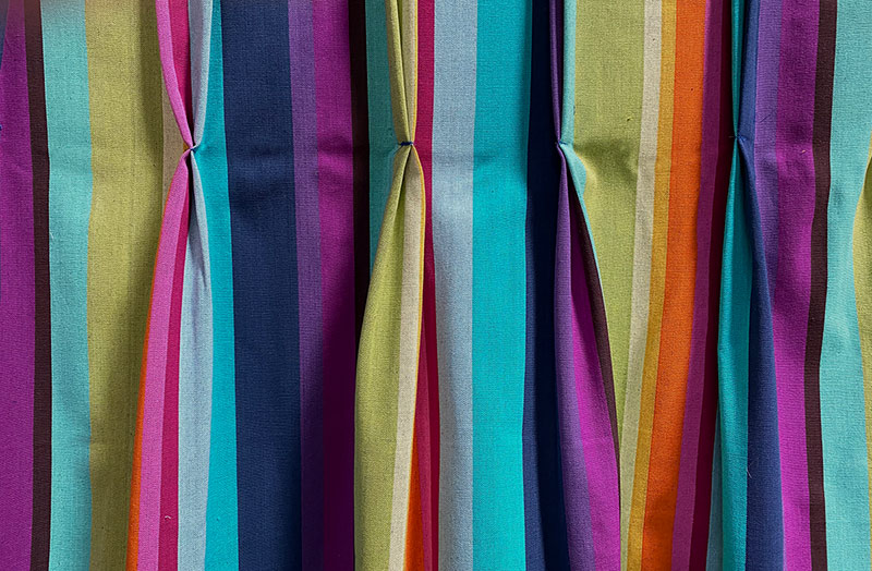 bright rainbow striped curtain fabric