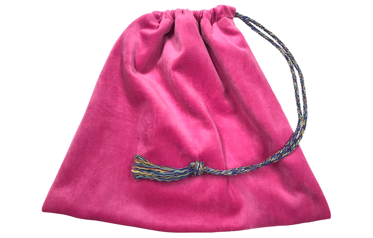 Pink Velvet Handbag Pouches with Drawstring 