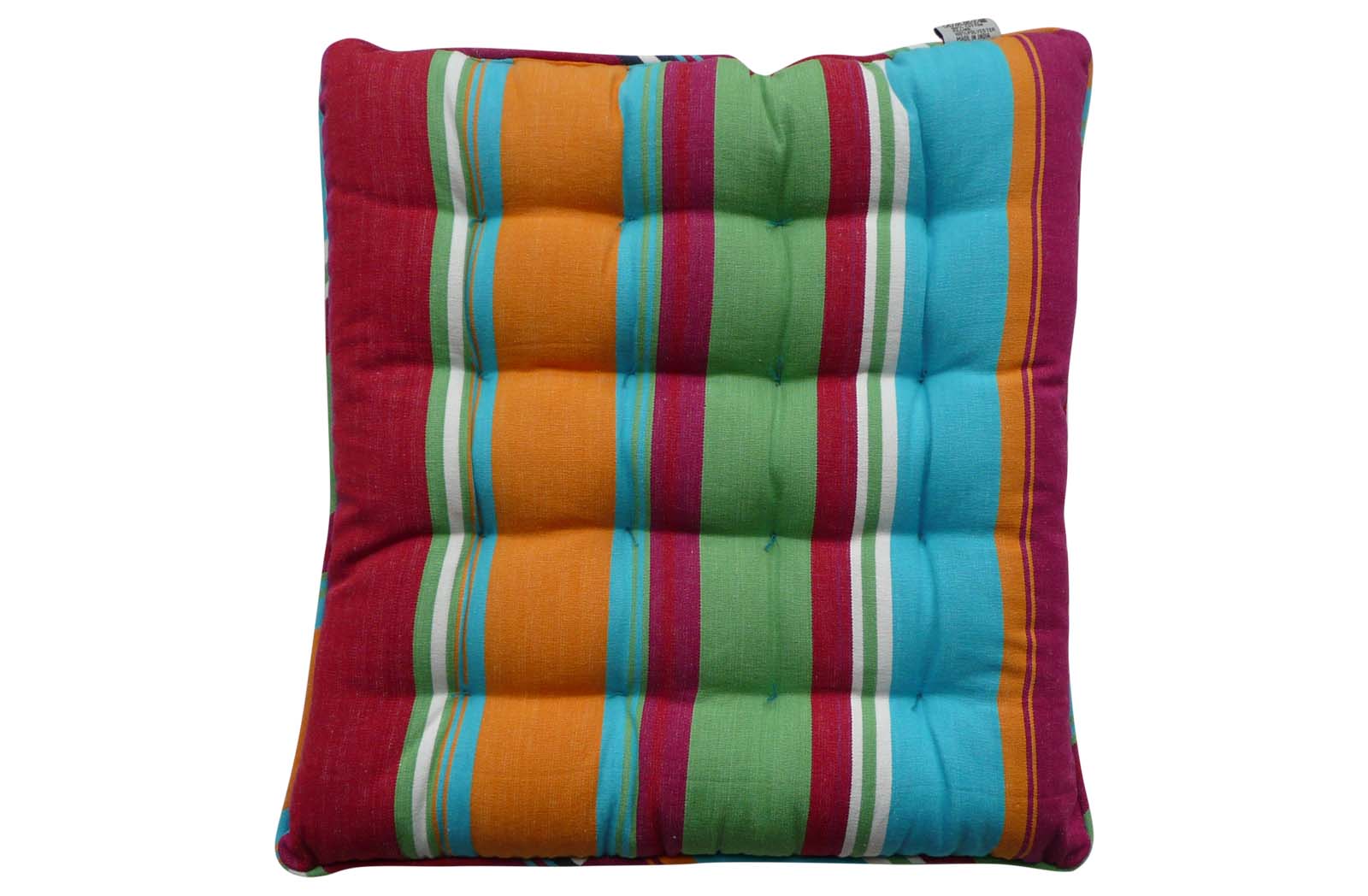 Striped Seat Pads - Dark pink, green, yellow, turquoise and red stripes