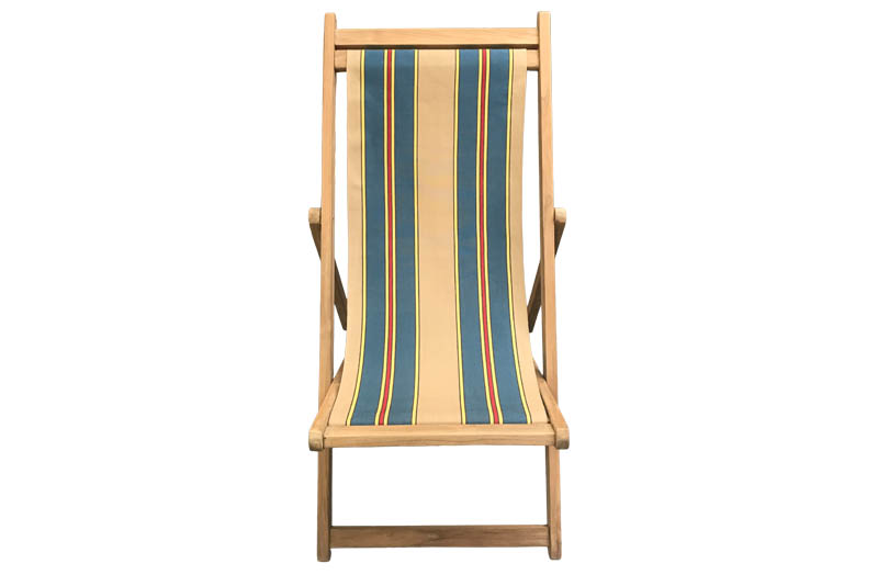 Vintage Beige, Blue, Yellow Stripe Premium Deck Chairs