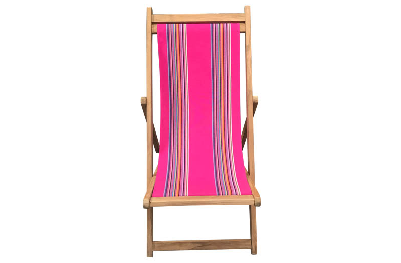 Bright Pink Premium Deck Chairs With Rainbow Stripes 