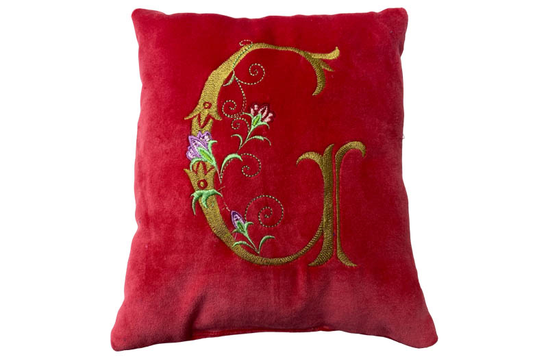 Coral Red Velvet Alphabet Cushions
