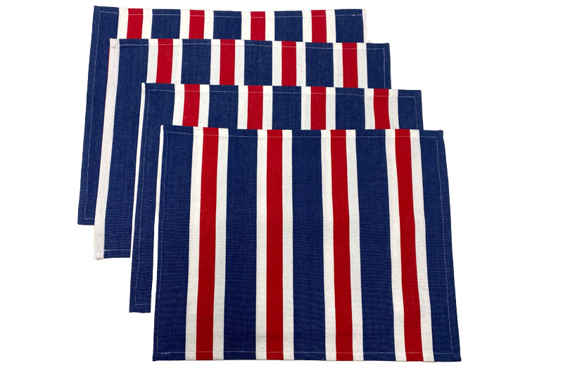 Red, White, Blue Stripe Place Mats - Patriotic Table Mats set of 4