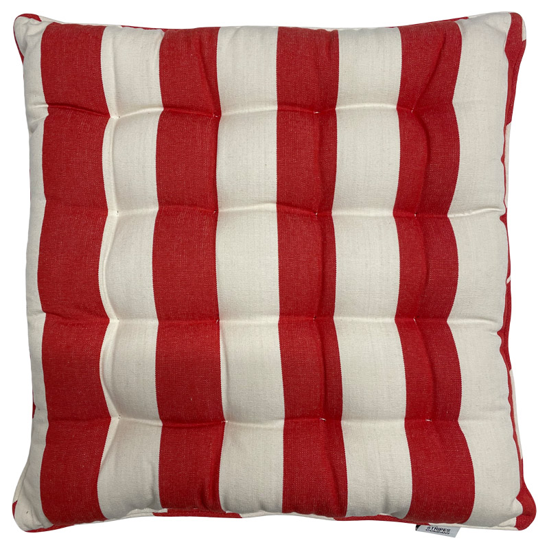 chair seat pad red white