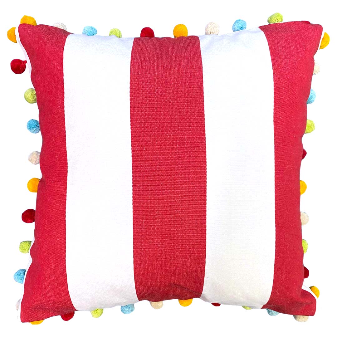 red white wide stripe cushions