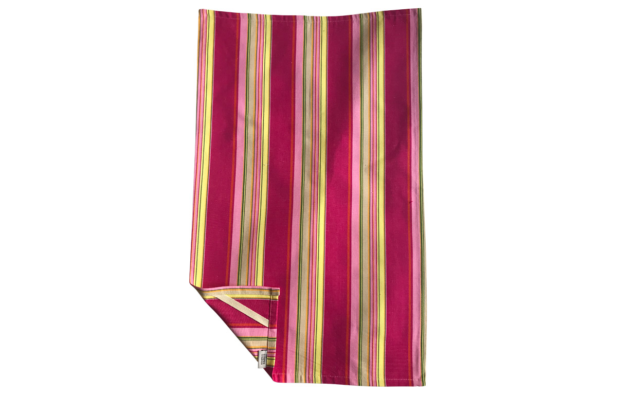 Bright Pink Stripe Tea Towels  