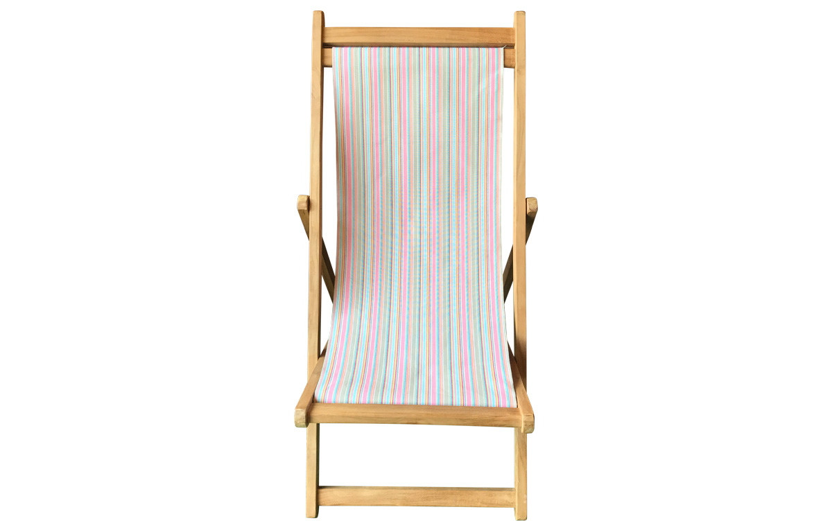 Teak Deck Chairs pink, taupe, blue pin stripes 