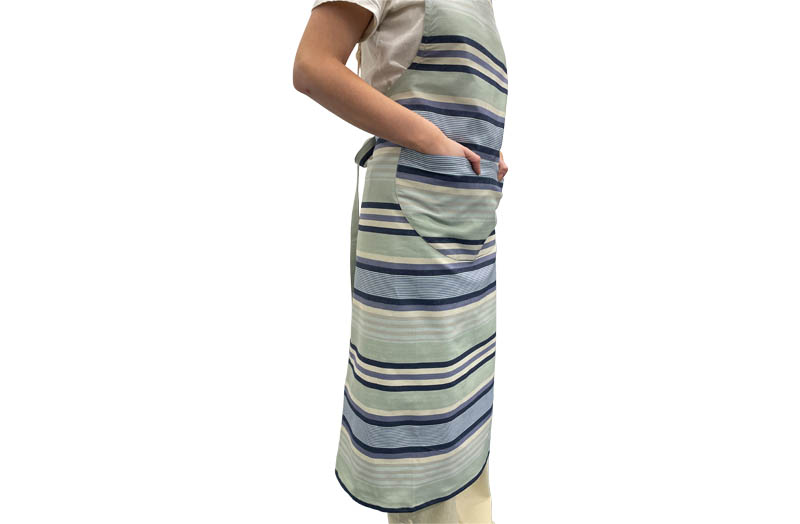 Striped Apron - pale mint green, denim, cream, navy and duck egg blue stripes