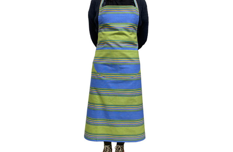 Sky Blue, Lime Green Striped Cotton Aprons