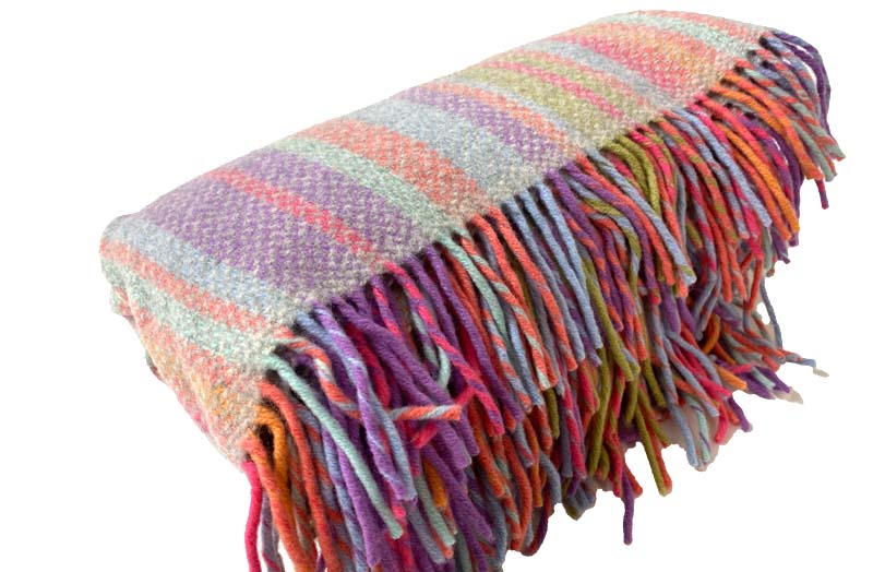 pastel stripe wool throw