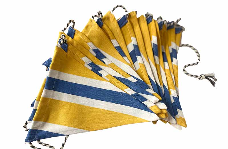 Stripe Cotton Bunting Yellow Blue White Stripes
