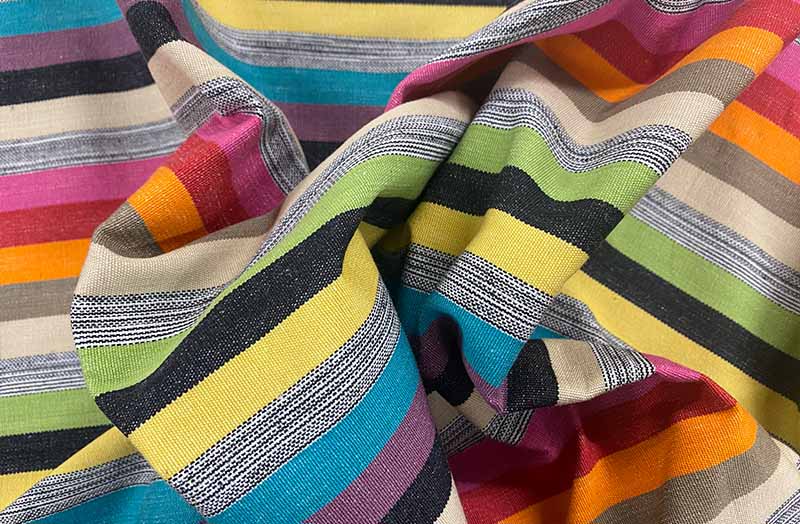 Stripe Fabric - Multi Stripe of Bright Colours mixed with Neutral Colours