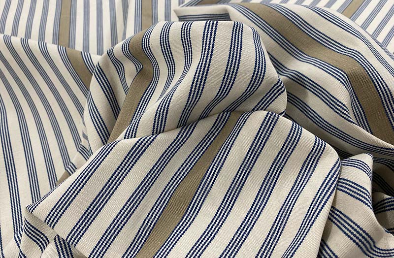 Cream, Blue and Beige Stripe Fabric