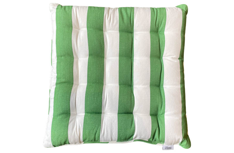 Green White Striped Seat Pads