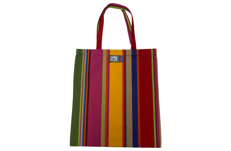 Pink, Green, Gold  Bold Stripe Tote Bags
