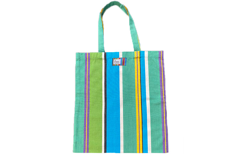 Green, Turquoise, White Stripe Tote Bags