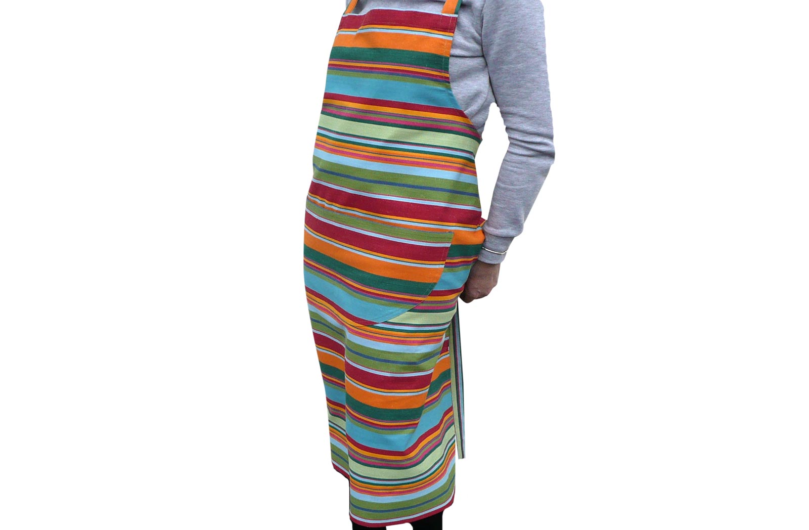 Striped Apron  - Green and Red Stripes