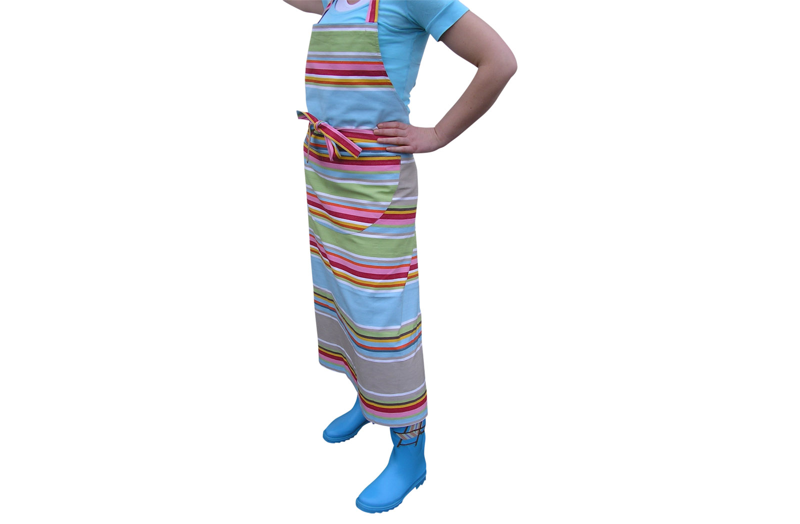 Duck Egg Blue Striped Aprons Duck Egg Blue  Beige  Light Green  Stripes