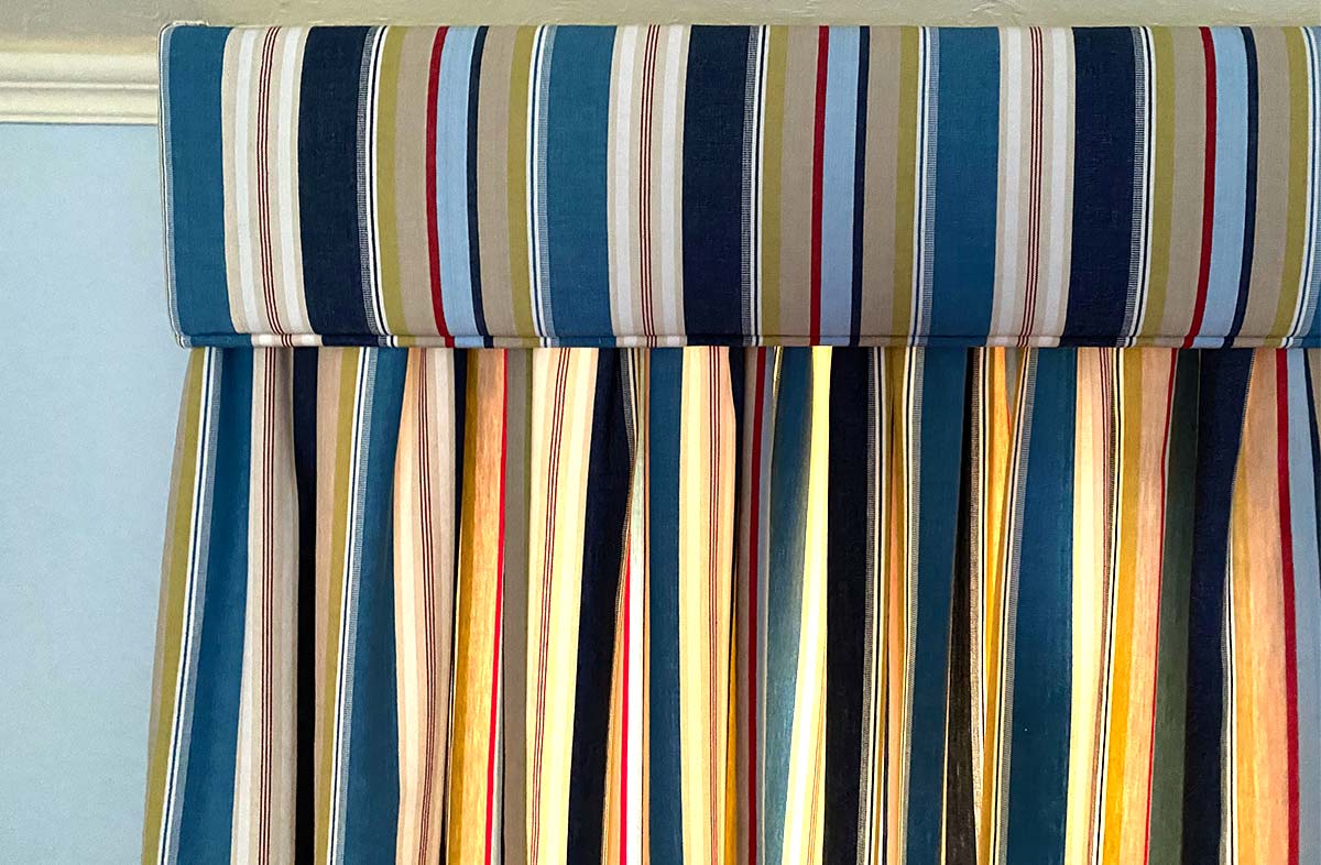 stripe curtains with pelmet