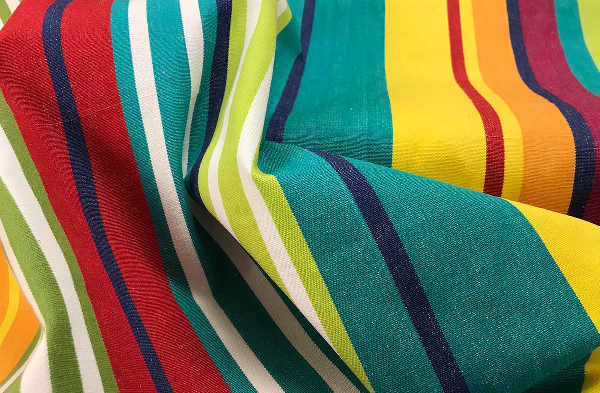 Turquoise, Red, Yellow, Lime Green Striped Fabrics | Stripe Cotton Fabrics 