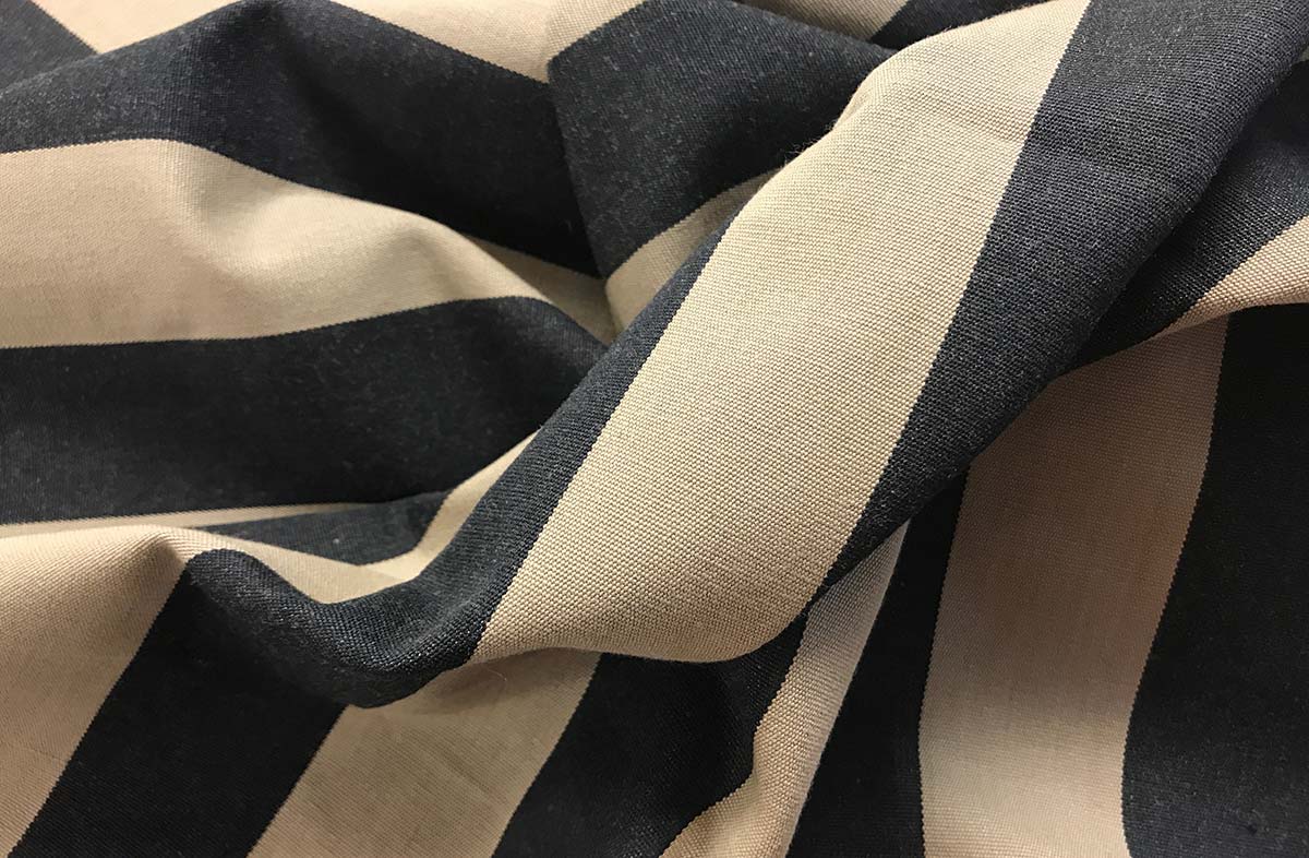 Baton Black and Beige Striped Fabrics