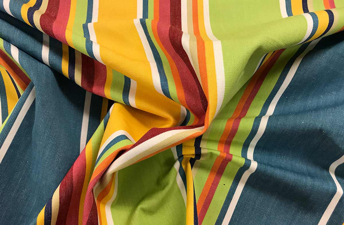 Striped Fabric Yellow, Green, Blue Stripes