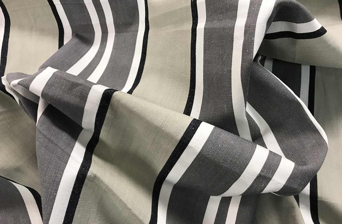Grey Striped Fabrics | Grey Stripe Cotton Curtain Upholstery Fabrics - Kendo Grey Stripes