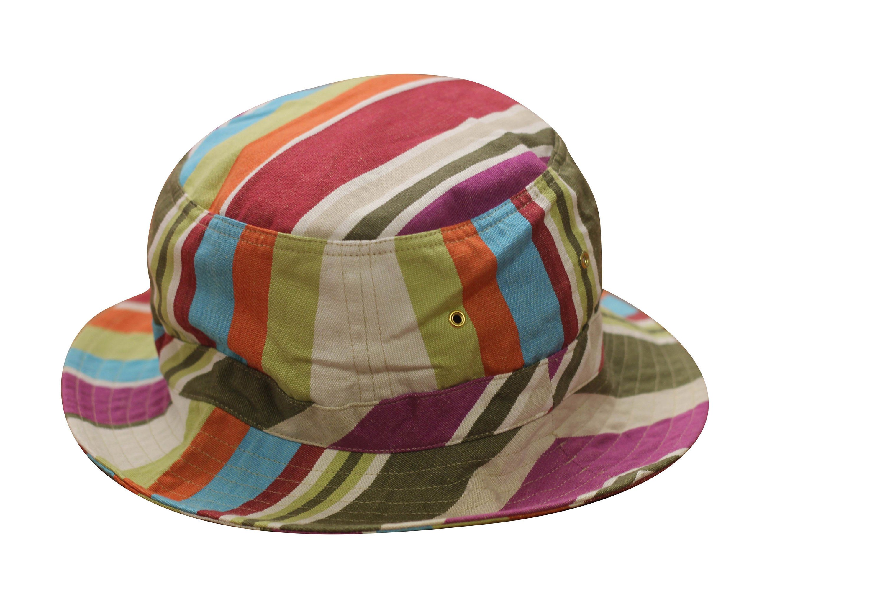Cream, Olive Green, Damson, Turquoise Stripe Bucket Hat | Sun Protection Hat