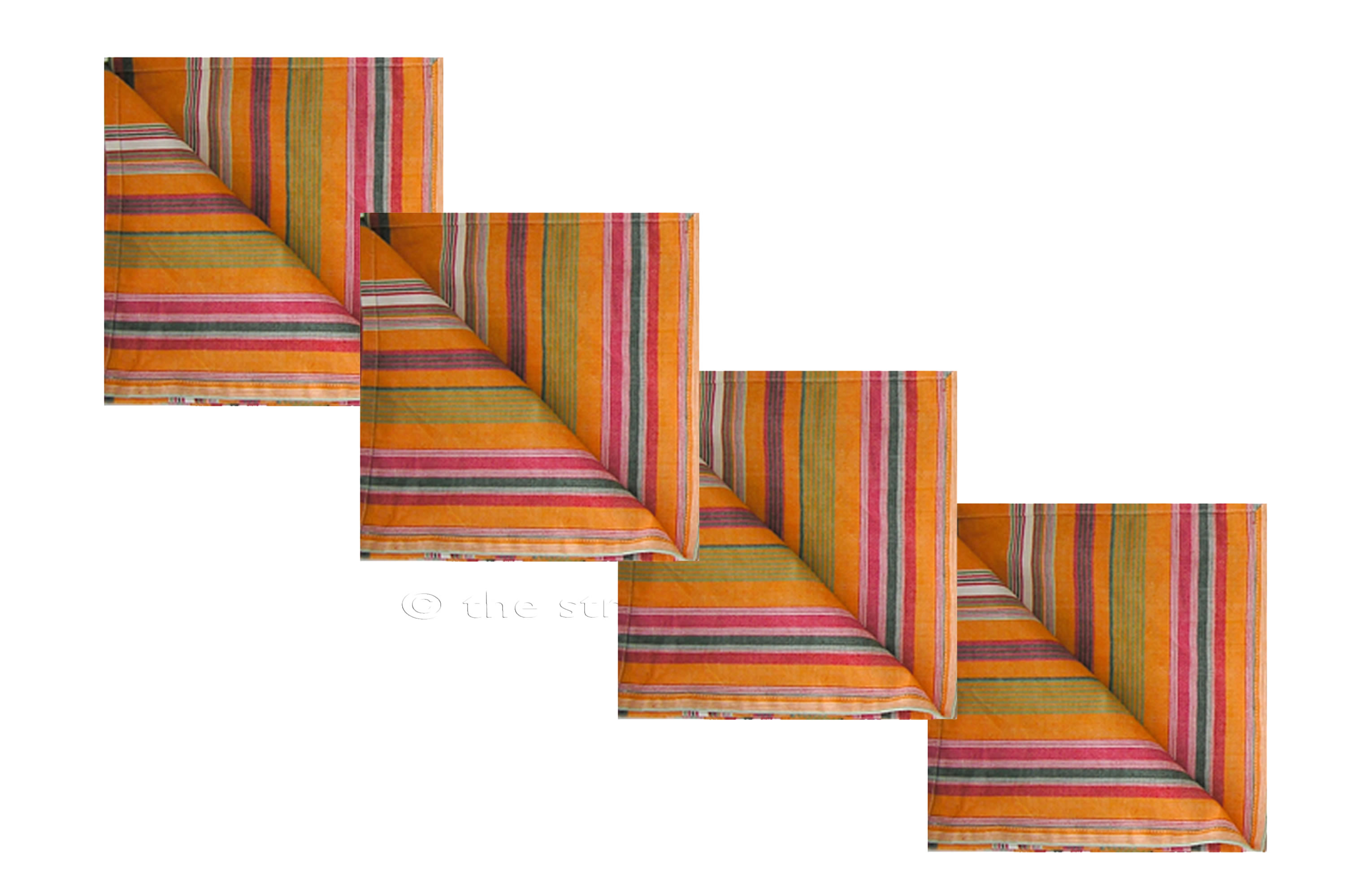Orange Striped Napkins - Set of four orange striped napkins