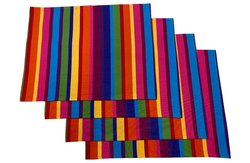 Multi Colour Striped Place Mats - Colourful Table Mats set of 4