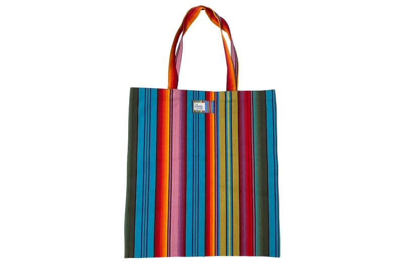 Blue, Green, Orange Striped Tote Bags