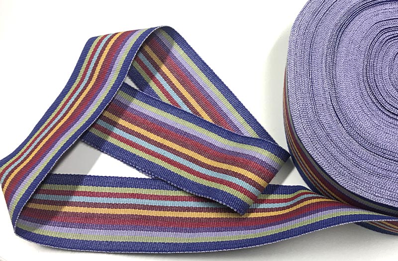 Striped Webbing | Upholstery Webbing Turquoise, lavender, blue 