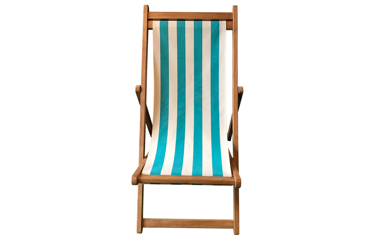 Turquoise and White Striped Deck Chairs