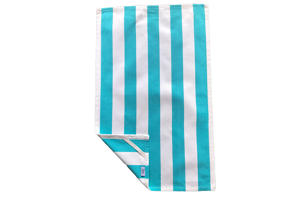Turquoise and White Stripe Tea Towels