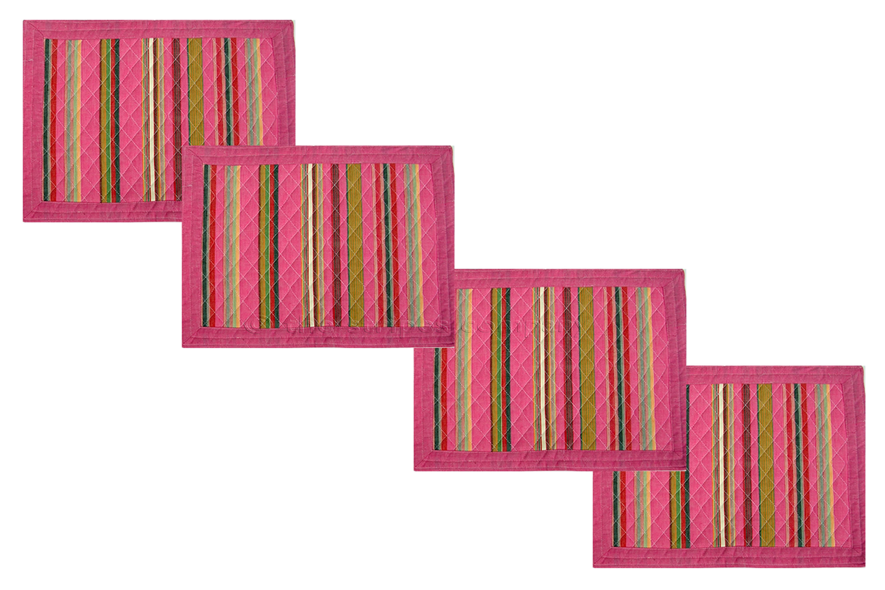 Pink Striped Place Mats - Set of four pink stripe table mats