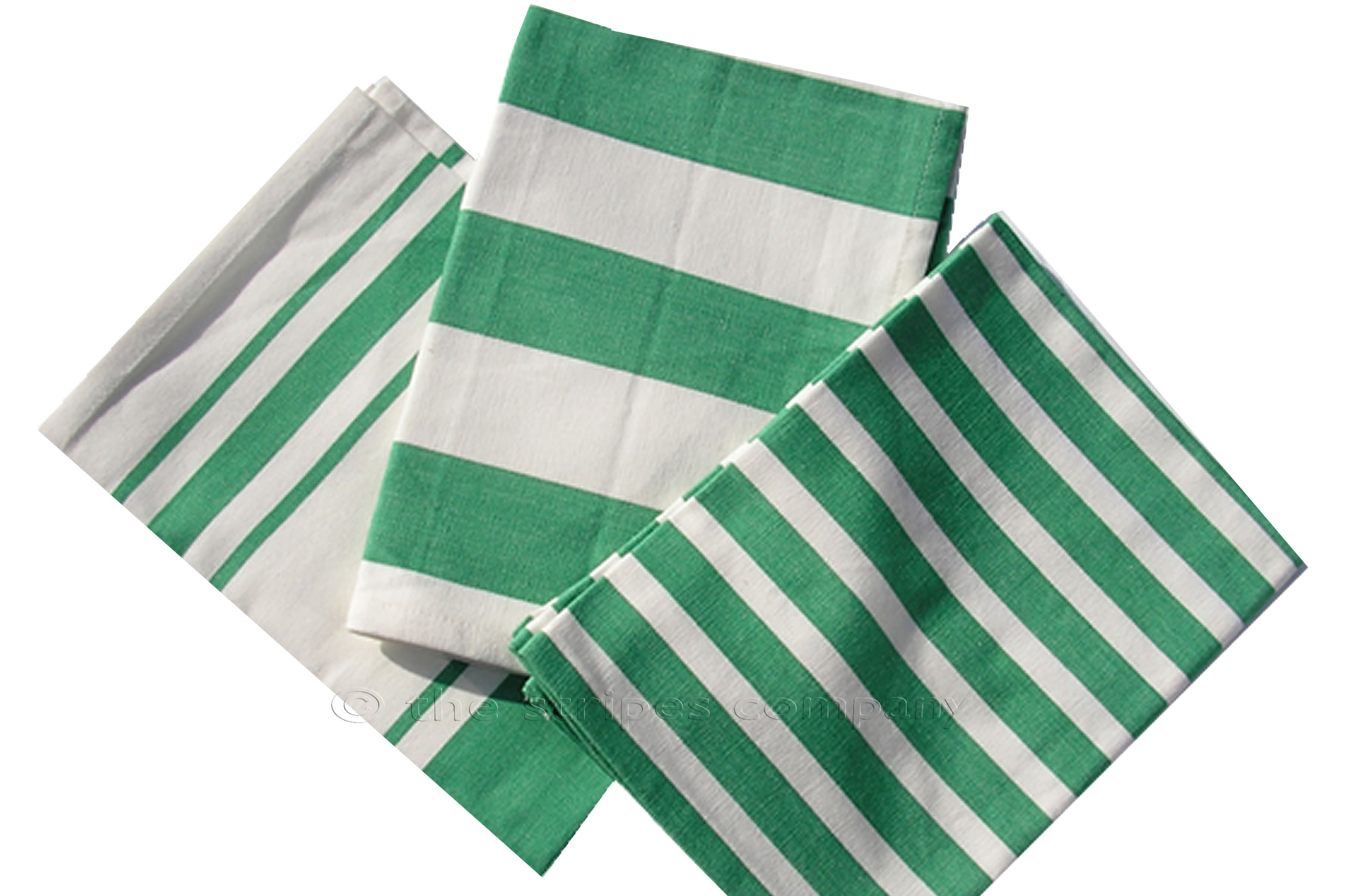 Green and white striped tea towels | Set of 3 Teatowels Green and White Stripes