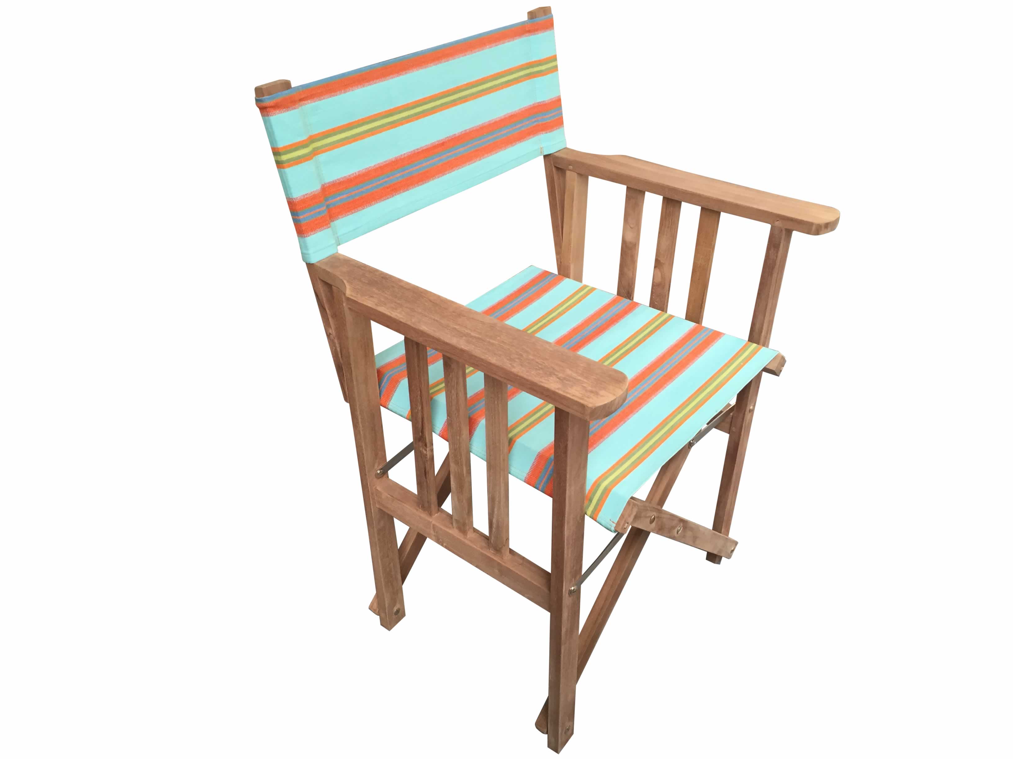 Turquoise Blue and Terracotta Stripe Directors Chair - Petanque