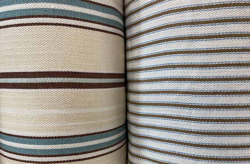 Ticking Fabric white brown blue cream taupe beige stripes